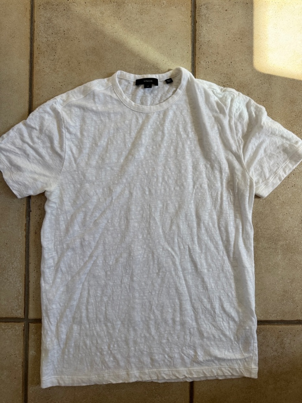 Vince White 100% Linen Short Sleeve Tee